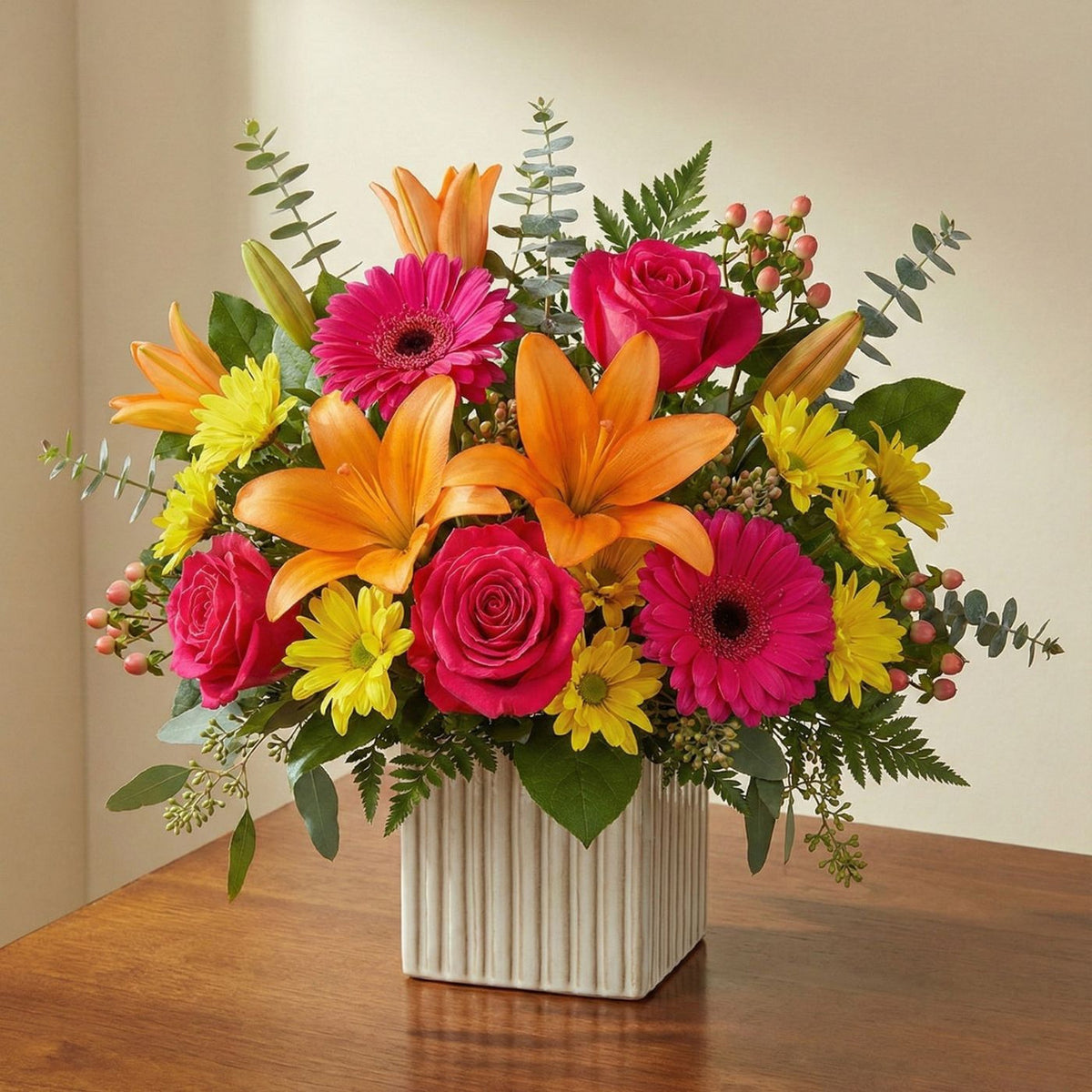 Assorted Flowers & Quad Choc Cake Combo