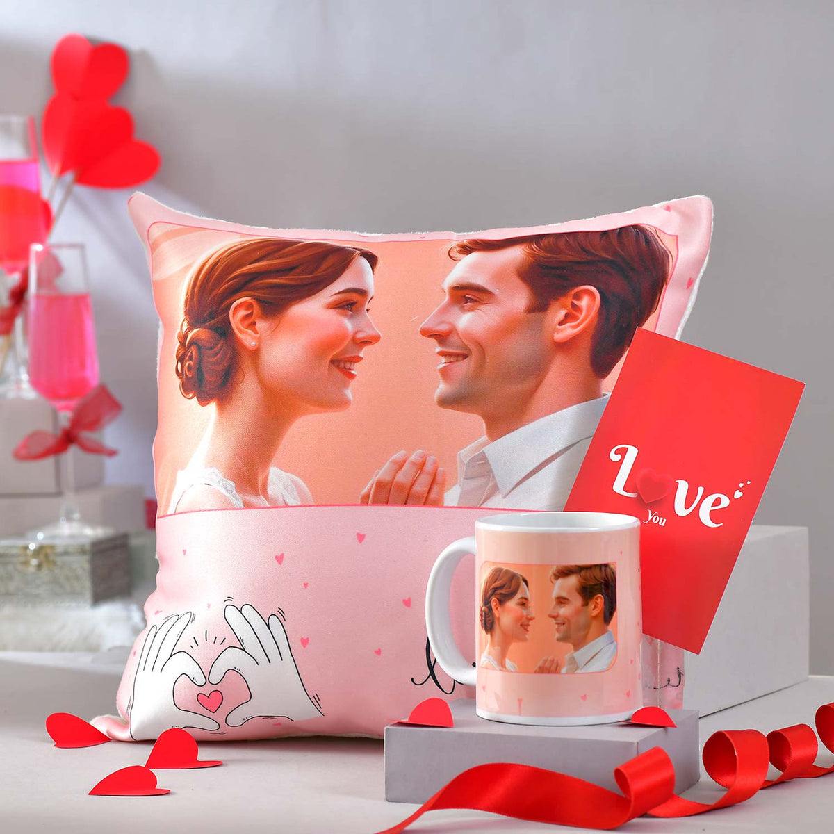 Personalized Love Photo Cushion & Mug