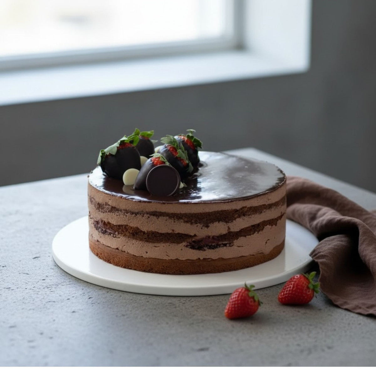 Double Chocolate Strawberry Delight Torte Cake