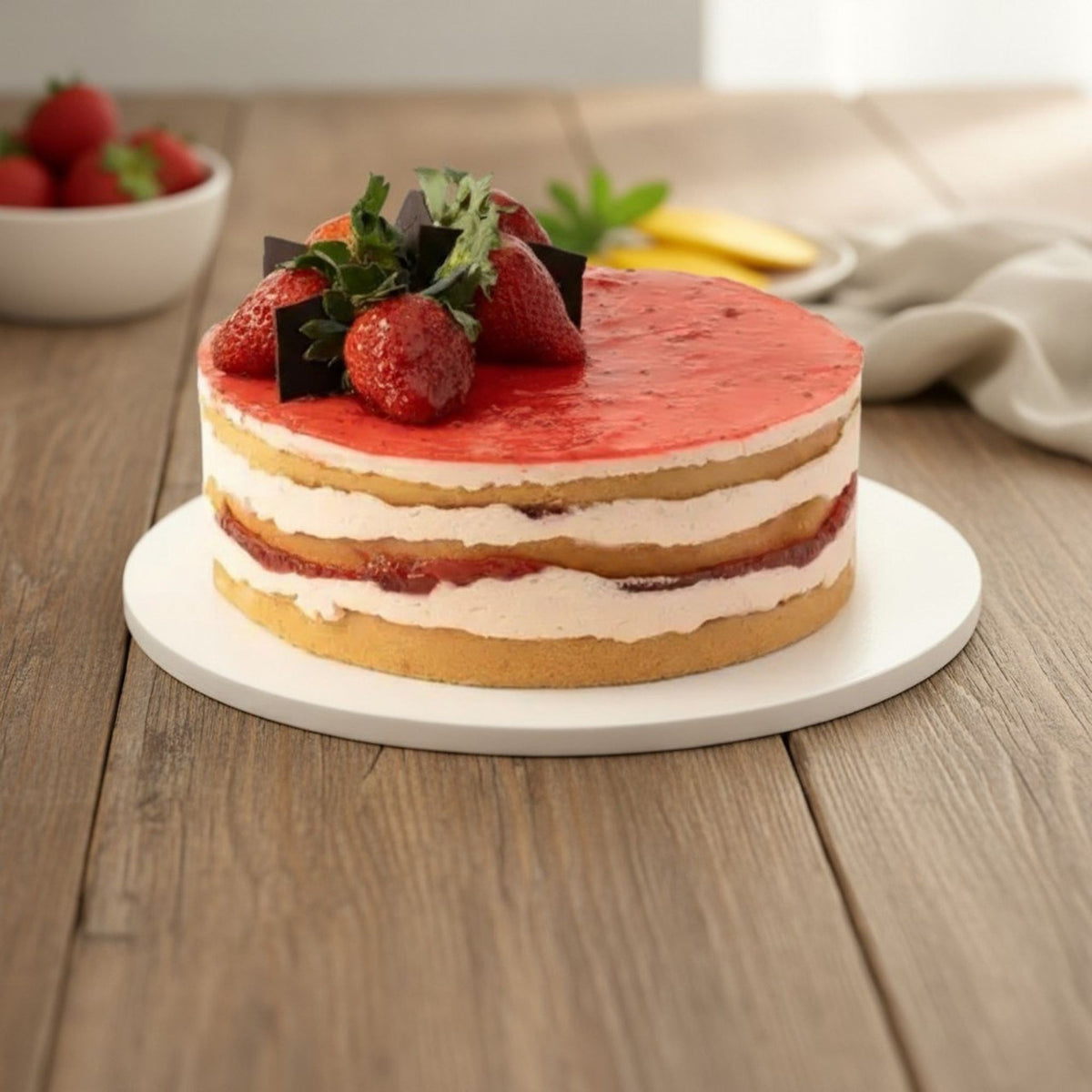 Fresh Strawberry Vanilla Torte Cake