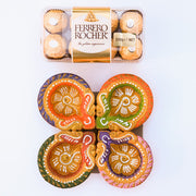 Traditional Diya & Ferrero Rocher Diwali Gift Set