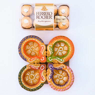 Traditional Diya & Ferrero Rocher Diwali Gift Set