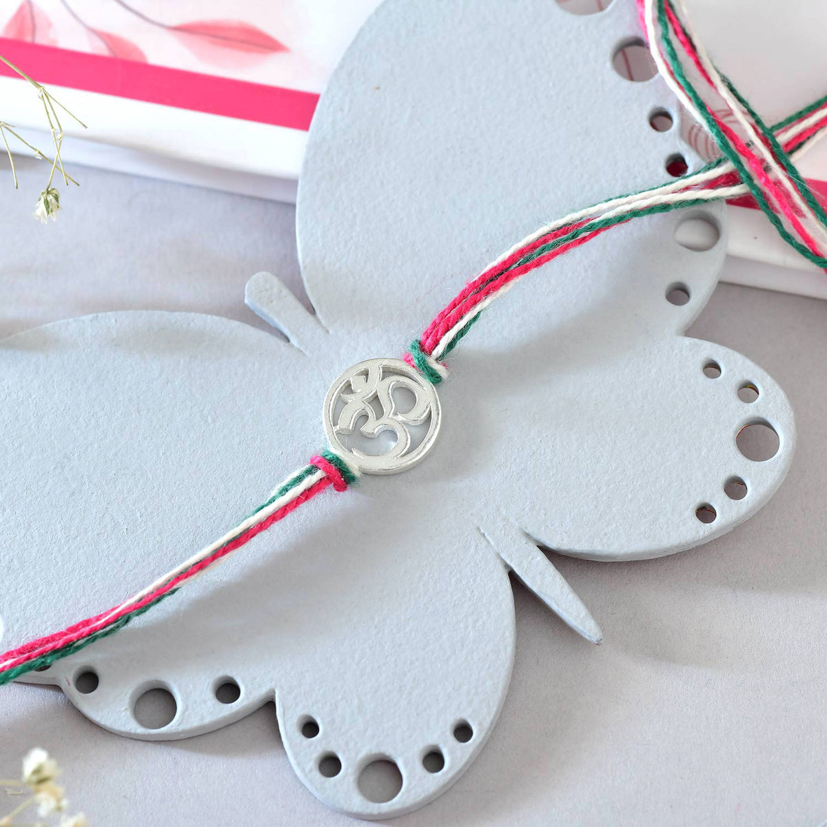 Aum 925 Silver Rakhi with Ferrero Rocher