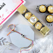 Ganesha 925 Silver Rakhi For Bhai with Ferrero Chocolates
