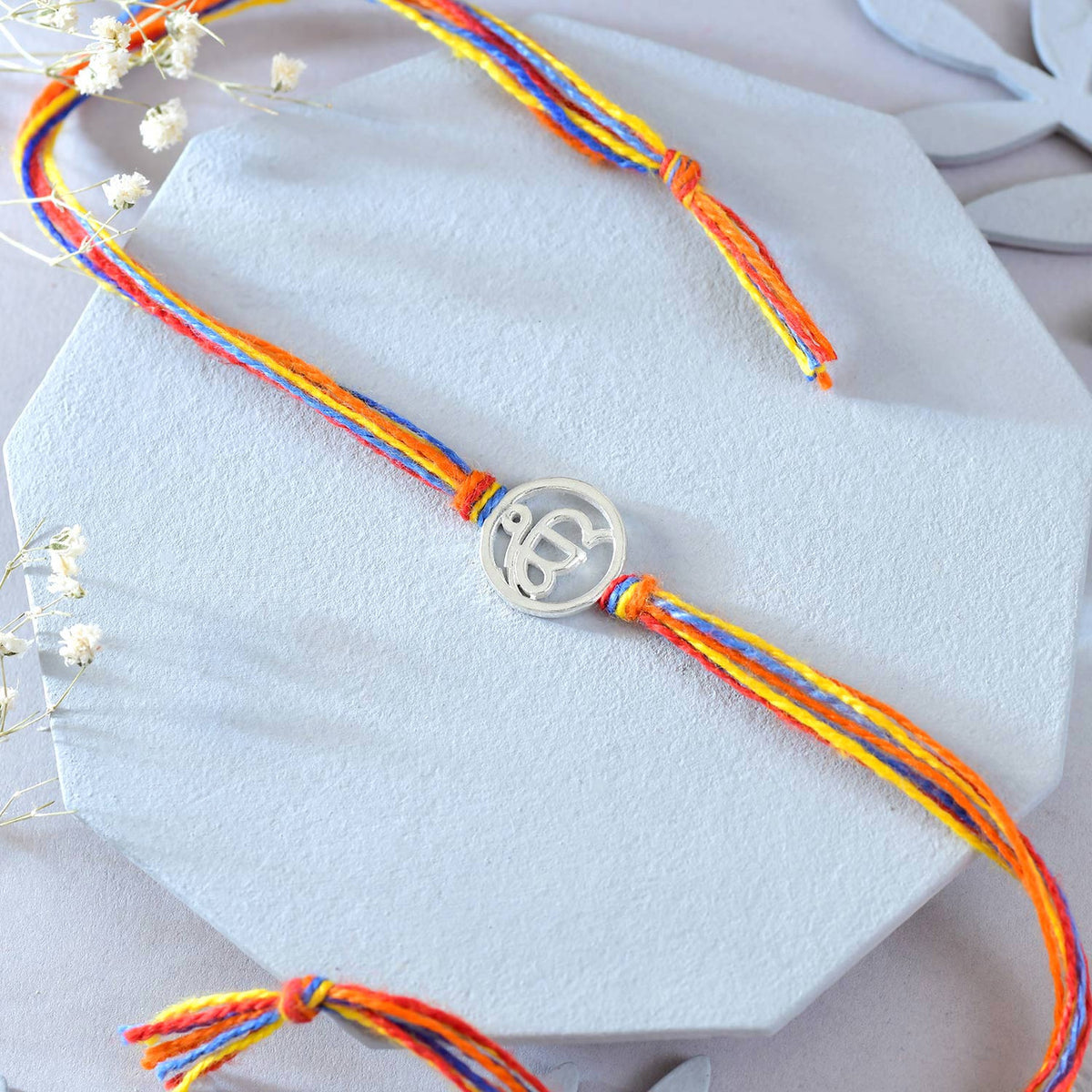 ੴ  ਰਾਖੀ(Onkar Rakhi) 925 Silver Rakhi with Ferrero Rocher