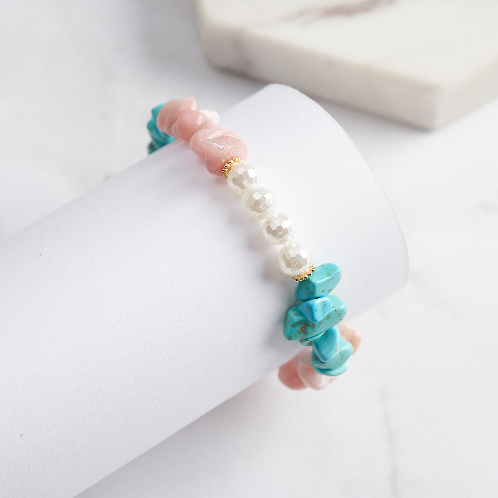 925 Sterling Silver Turquoise & Opal Beaded Stylish Bracelet
