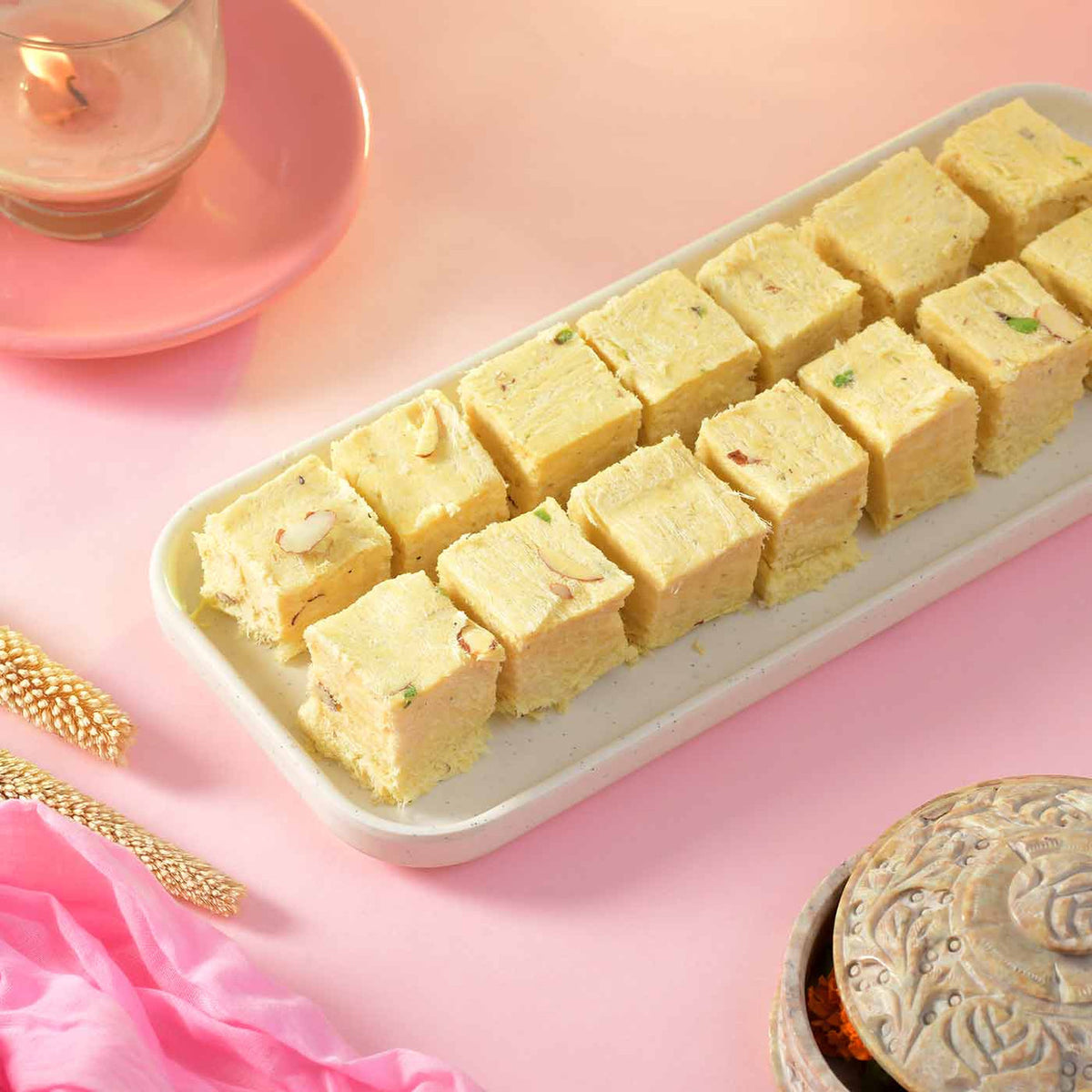 Soan Papdi, Cashews & Diwali Diya Gift Set