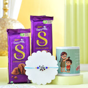 Personalized Photo Mug with Panda Kids Rakhi & Silk Chocolates