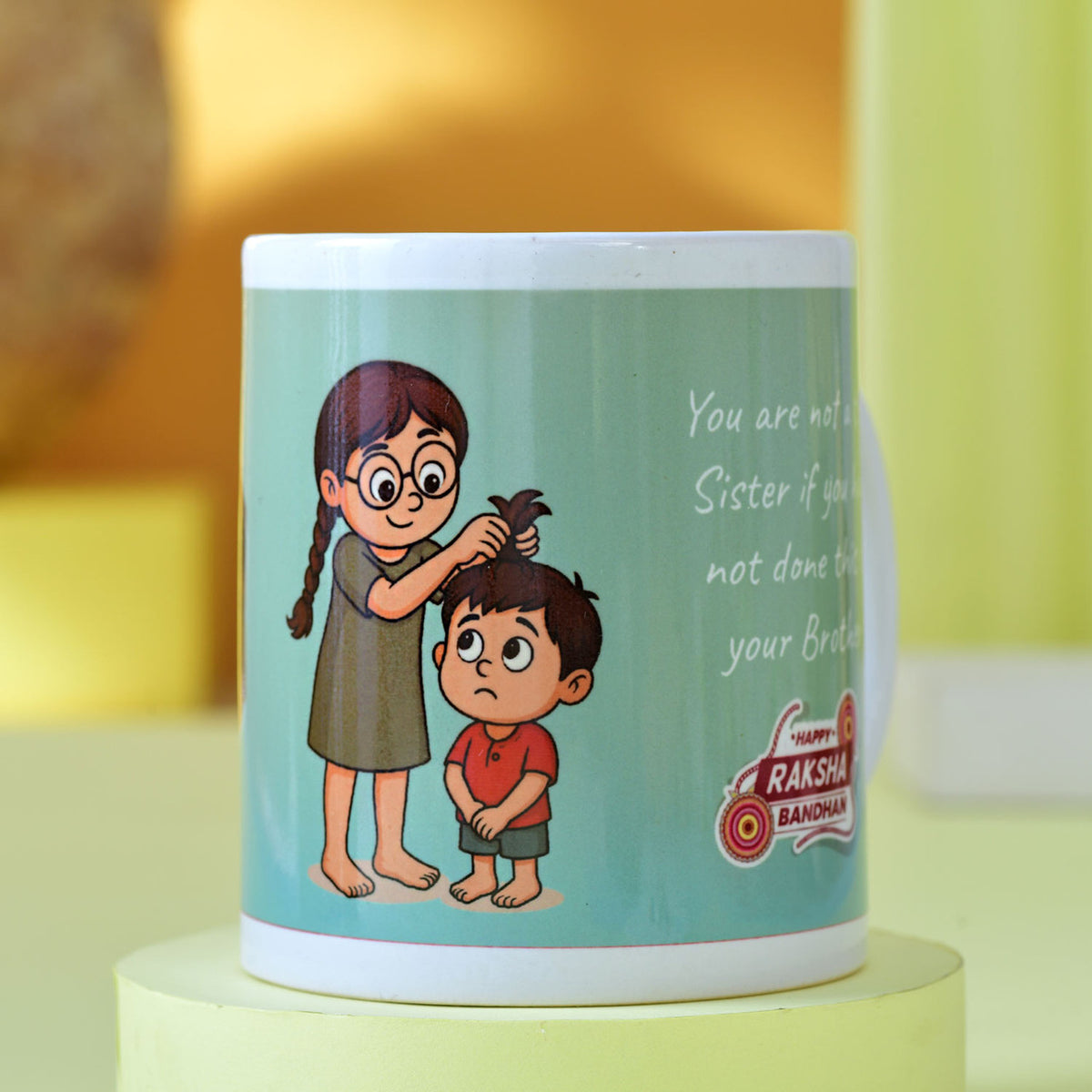 Personalized Photo Mug with Panda Kids Rakhi & Silk Chocolates