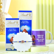 Rakhi Gift Combo with Personalized Mug & Lindt Extra Creamy Chocolate