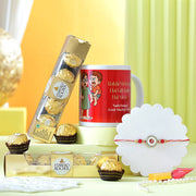 Personalized Photo Mug with Om Rakhi & Ferrero Rocher