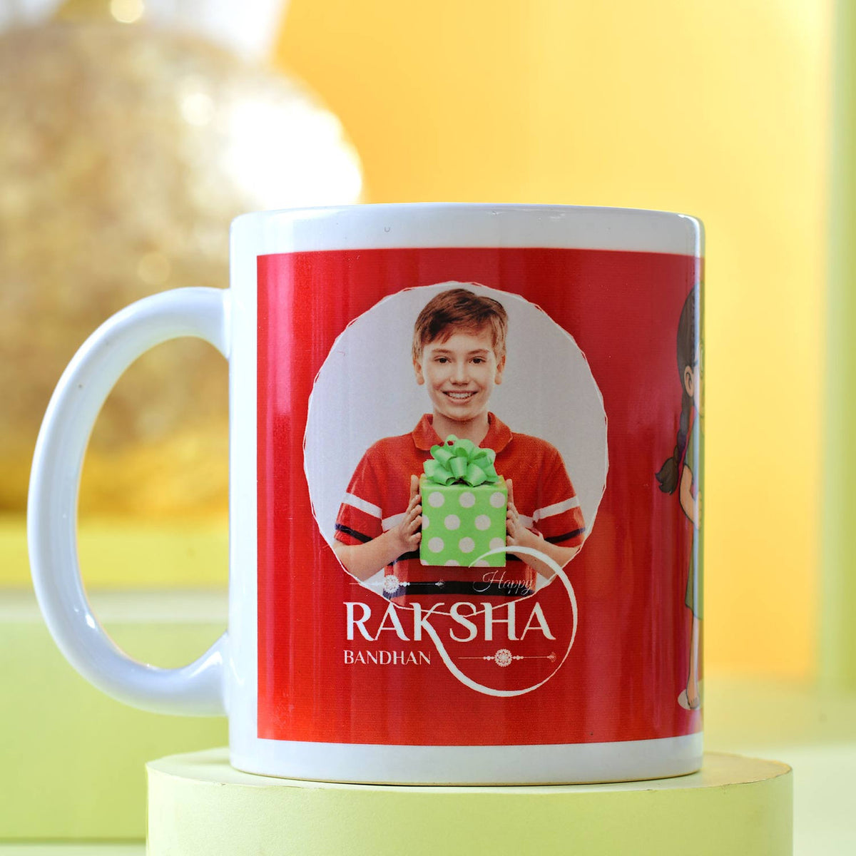 Personalized Photo Mug with Om Rakhi & Ferrero Rocher