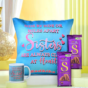 Personalized Sisters Cushion with Dairy Milk Silk