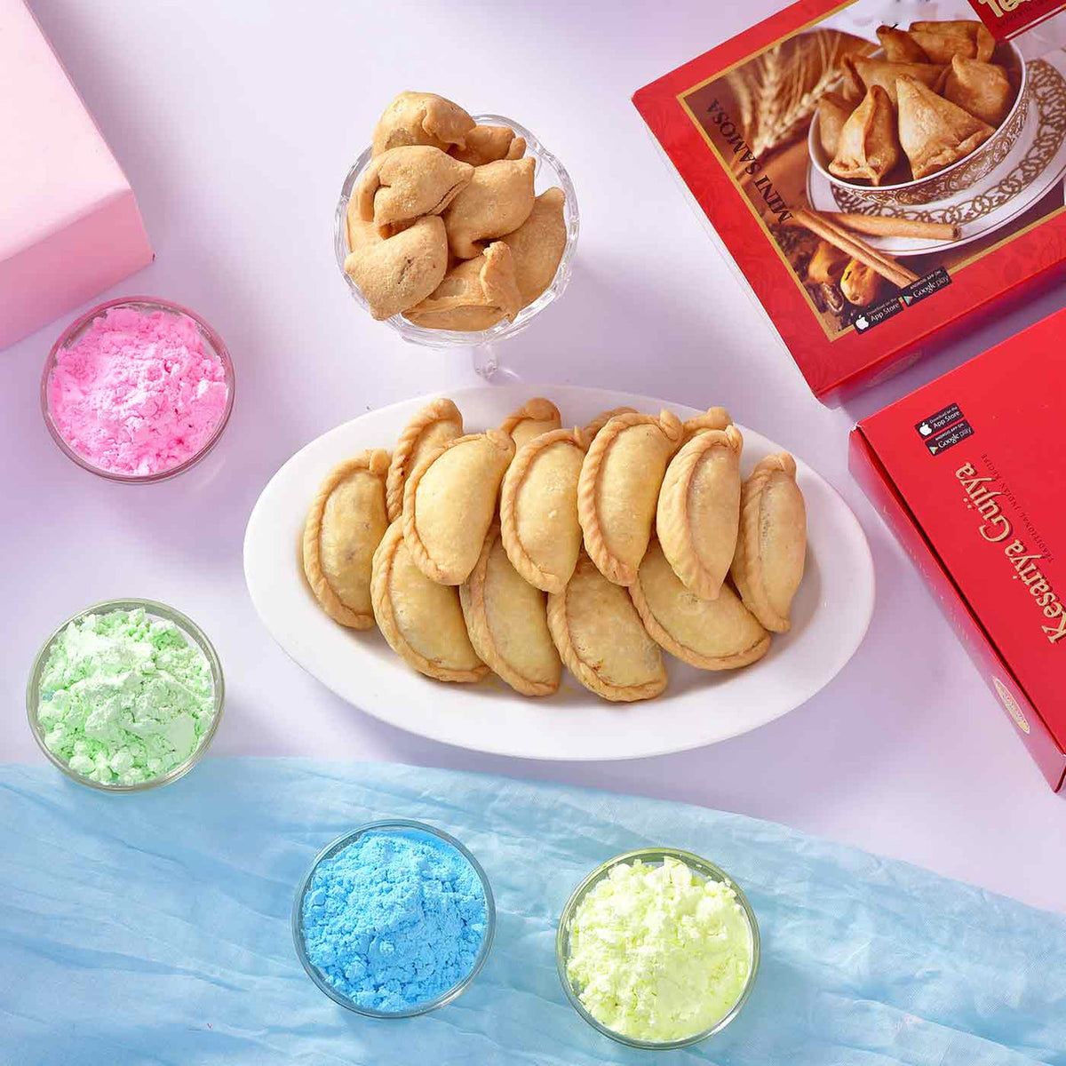 Holi Colours & Traditional Snacks Gift Hamper