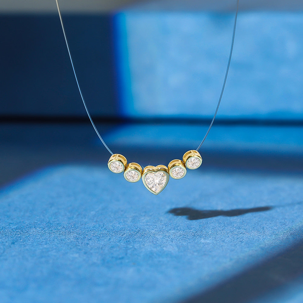 14K Gold Plated 925 Sterling Silver Heart CZ Pendant Necklace