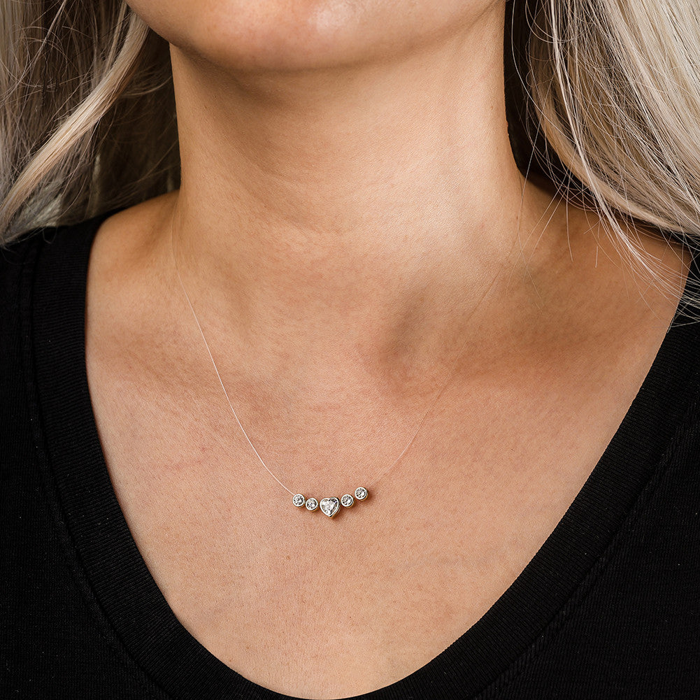 14K Gold Plated 925 Sterling Silver Heart CZ Pendant Necklace