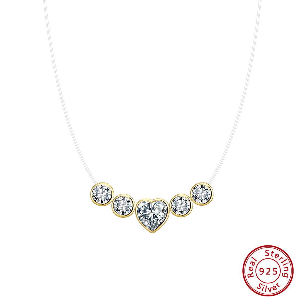 14K Gold Plated 925 Sterling Silver Heart CZ Pendant Necklace