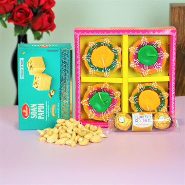 Diwali Soan Papdi, Cashews & Ferrero Gift Set