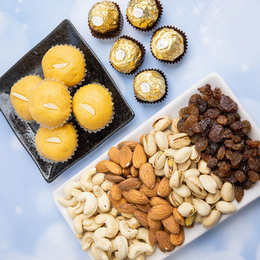 Premium Dry Fruit, Besan Laddoo & Ferrero Rocher Gift Hamper