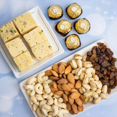 Celebration Diwali Hamper with Nuts, Chocolates & Soan Papdi