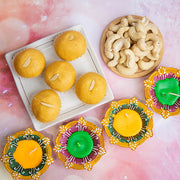 Festive Diwali Hamper with Diyas, Laddoo & Cashews