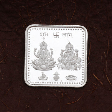 999 Silver Laxmi Ganesha Square Coin