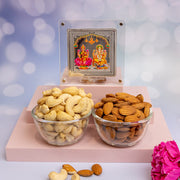 Silver Laxmi Ganesh Frame with Dry Fruits