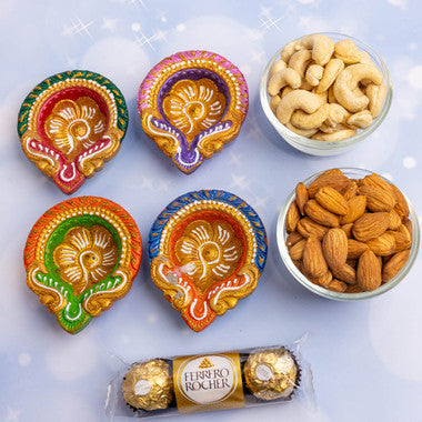 Festive Diya, Dry Fruit & Chocolate Hamper