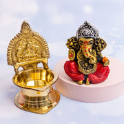 Ganpati & Laxmi Brass Diya