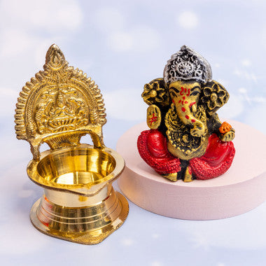 Ganpati & Laxmi Brass Diya