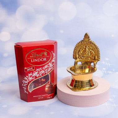 Brass Laxmi Diya with Lindt Lindor
