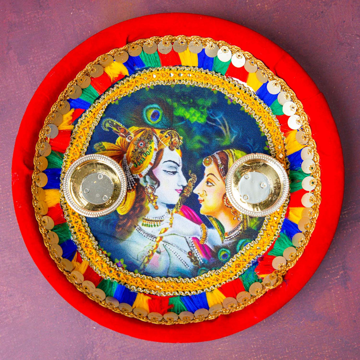 Radha Krishna Cotton Pooja Thali