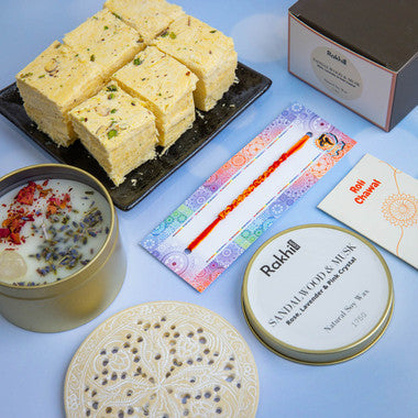 Bhaidooj Candle & Soan Papdi Gift Set