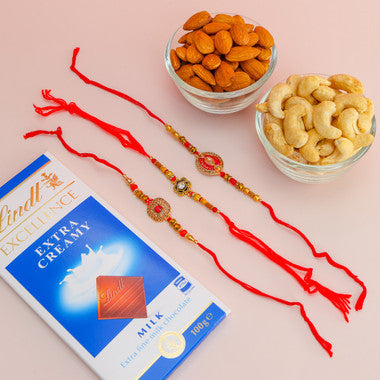 Premium Rakhi Gift Set with Lindt Chocolate & Dry Fruits