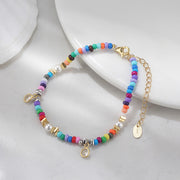 925 Sterling Silver Multicolor Shell Pearl Beaded Stylish Bracelet