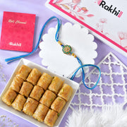 Floral Shaped Rakhi With Baklawa Sweet