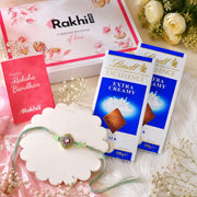 Handcrafted Meenakari Rakhi with  Lindt Extra Creamy Chocolates