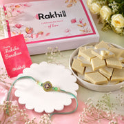Handcrafted Meenakari Rakhi with Kaju Katli
