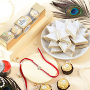 Shree Ganesha Pure Silver Rakhi Sweet and Chocolate Combo