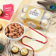 Silver Ek Onkar Rakhi with Rocher Chocolate & Almonds