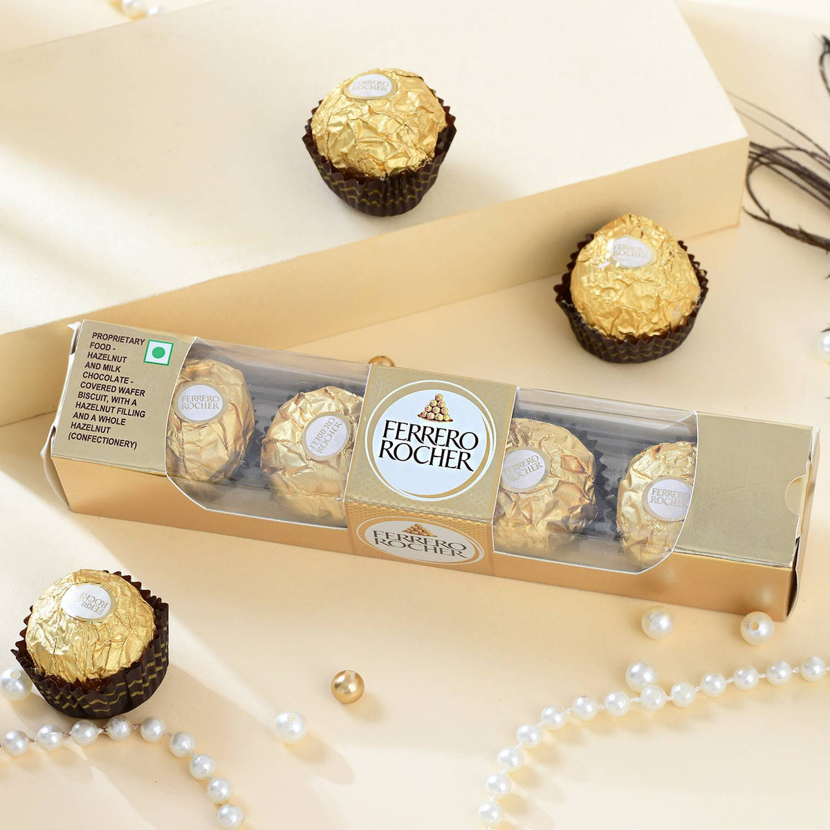 Gold Plated Shubh Ganesh Rakhi with Besan Ladoo & Rocher