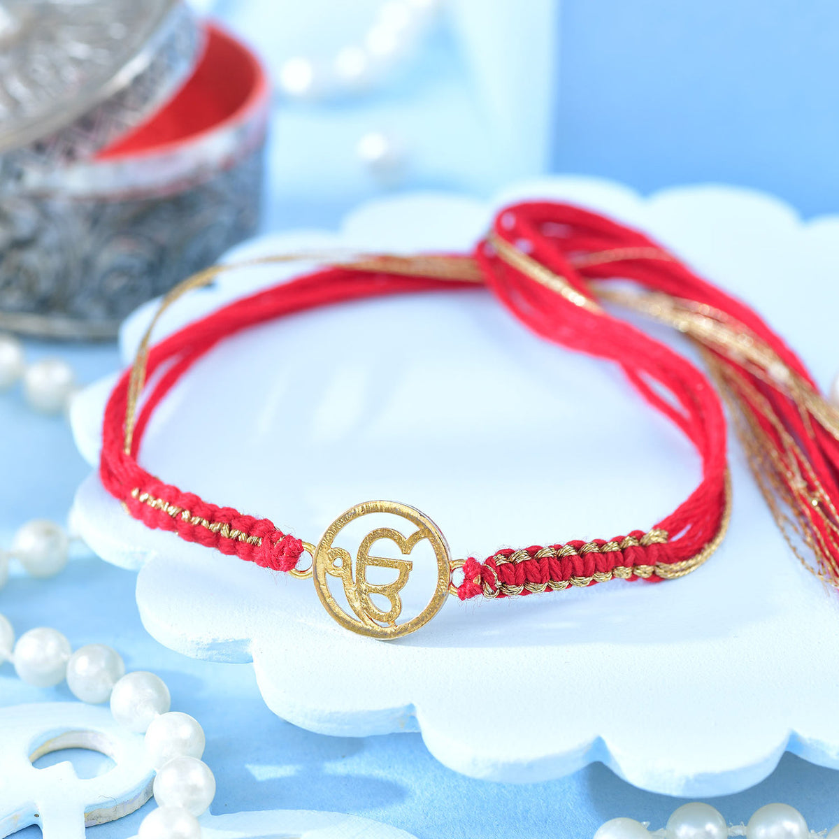 Premium Gold Plated Ek Onkar Rakhi & Sweets Chocolate Delight