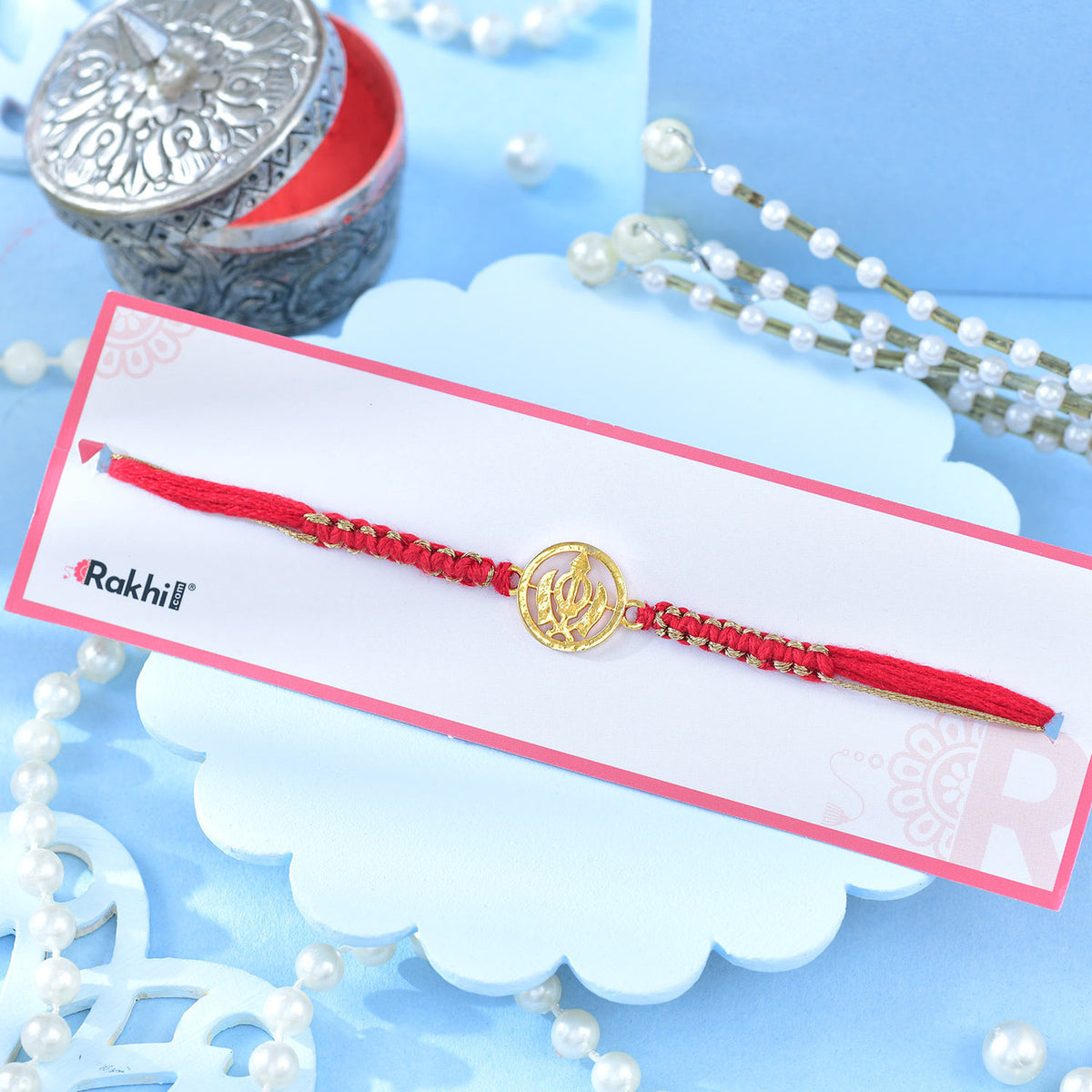 Gold Plated Khanda Thread Rakhi