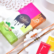 Elegant Set of 2 Beaded Rakhi with Chocolate Bar