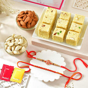 Set of 2 Rakhi with Soan Papdi & Dryfruits