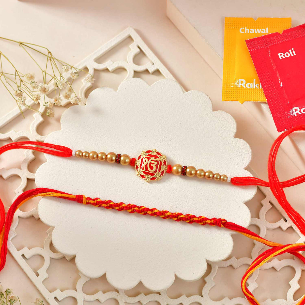 Set of 2 Rakhi with Kaju Katli