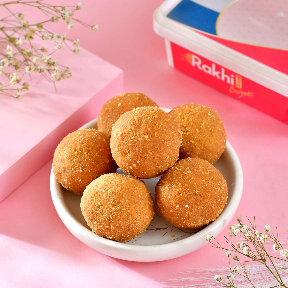 Festive Rakhi Family Set with Besan Laddoo