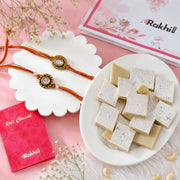 Set of 2 Rakhi with Kaju Katli