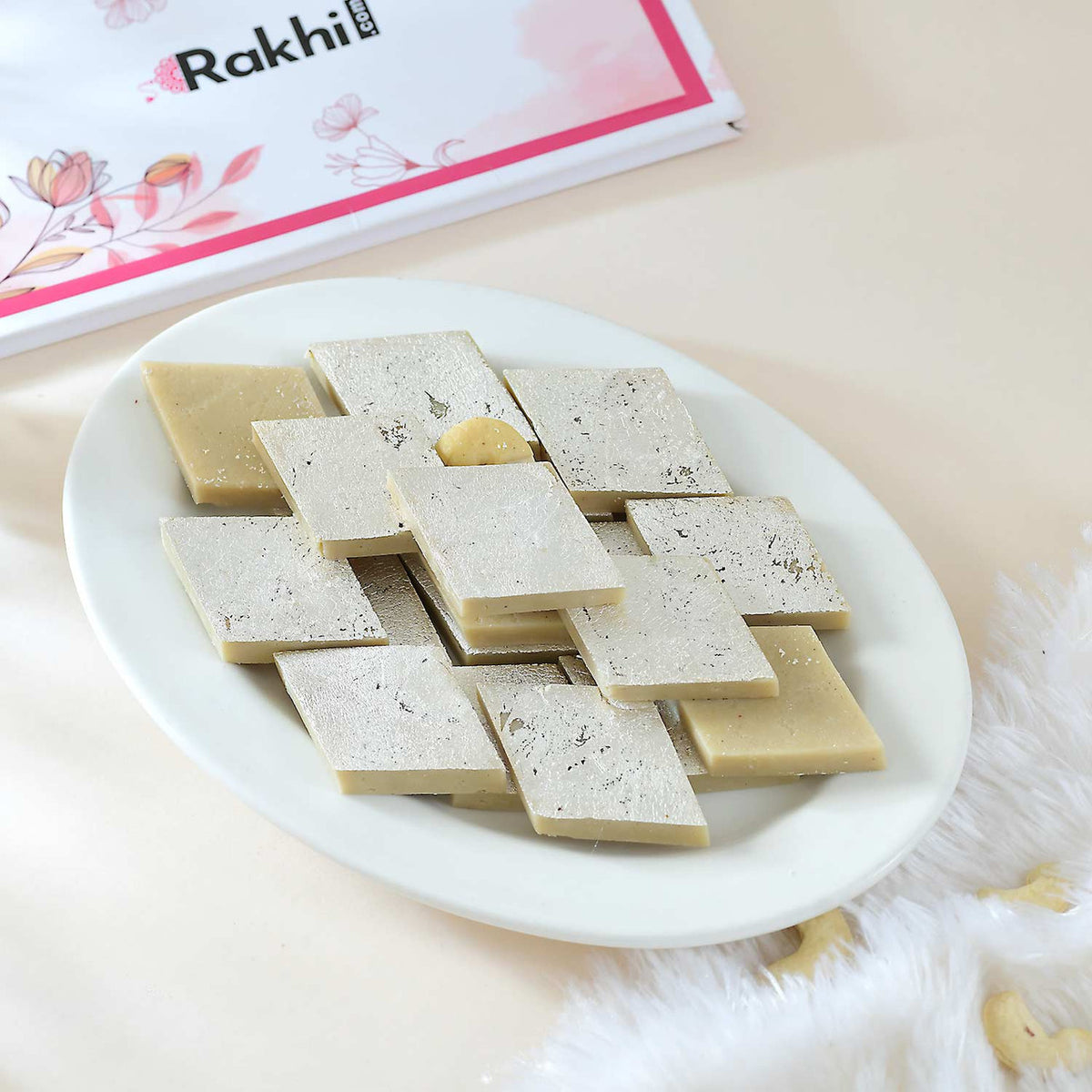 Set of 2 Rakhi with Kaju Katli