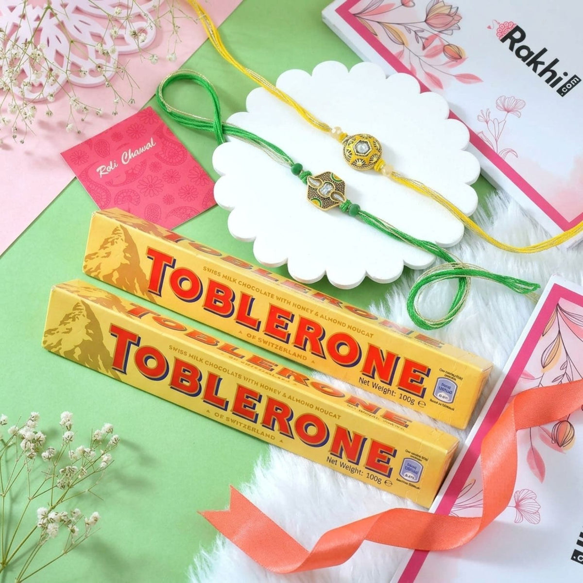 Duo Rakhi Set with Toblerone Chocolates